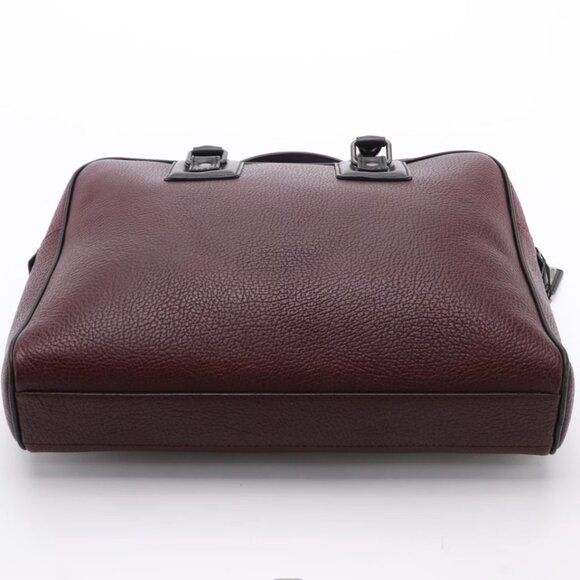 AUTH DOLCE GABBANA Plum Purple Grained Leather Briefcase Bag Like New - Picture 4 of 7